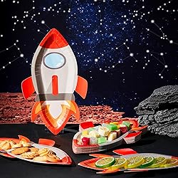 meekoo 24 Pcs Astronaut Rocket Shaped Party Paper