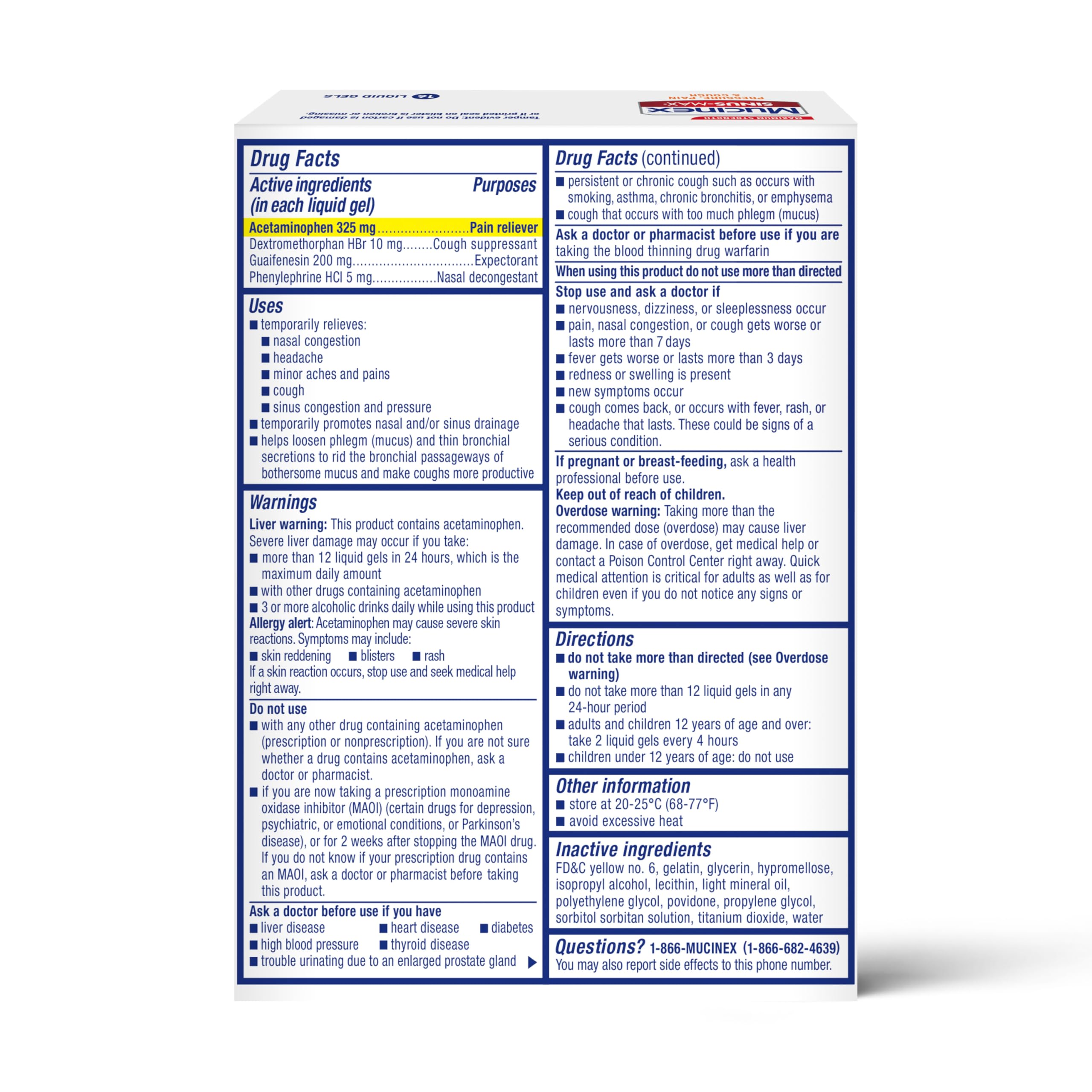 Mucinex Sinus-Max Liquid Gels for Severe Congestion Relief, 16 Count