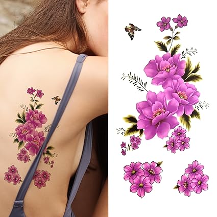 Oottati Tatouages Temporaires Couleur Fleur Pourpre 2