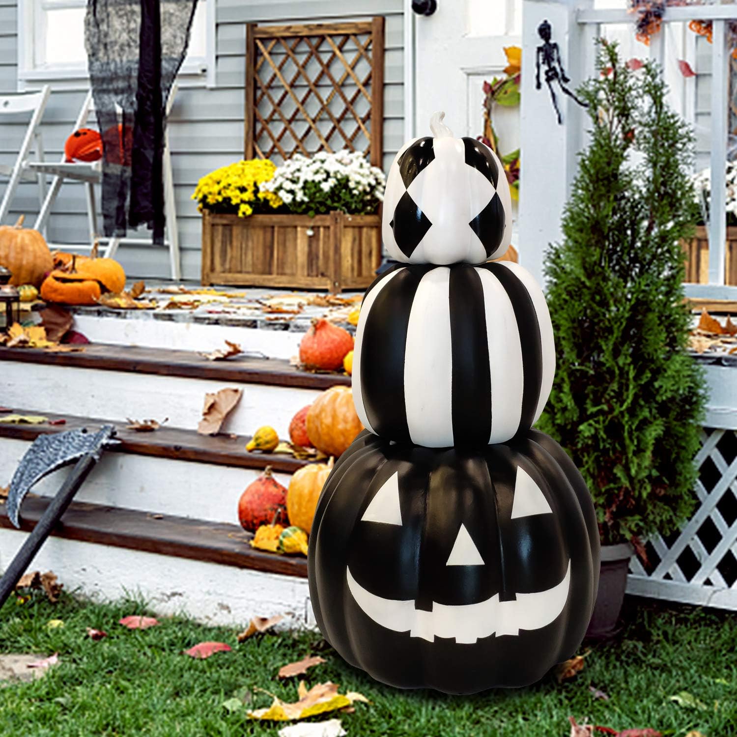 Amazon Com Auhavor Halloween Fairy Garden Stacked Pumpkin 3pcs Figurine Decorations Ornaments Doll House Accessories Halloween Home Decor For Indoor And Outdoor Decoration Brand Garden Outdoor