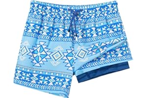 SURF CUZ Boys Swim Trunks with Boxer Brief Liner Toddler Boy Stretch Swimsuit Shorts Quick Dry Swimming Trunks Bathing Suit