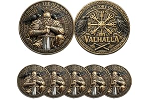 Valhalla Viking Warrior Challenge Coin, Beware The Old Man Vegvísir Norse Mythology Commemorative Coin with Vegvisir Compass 