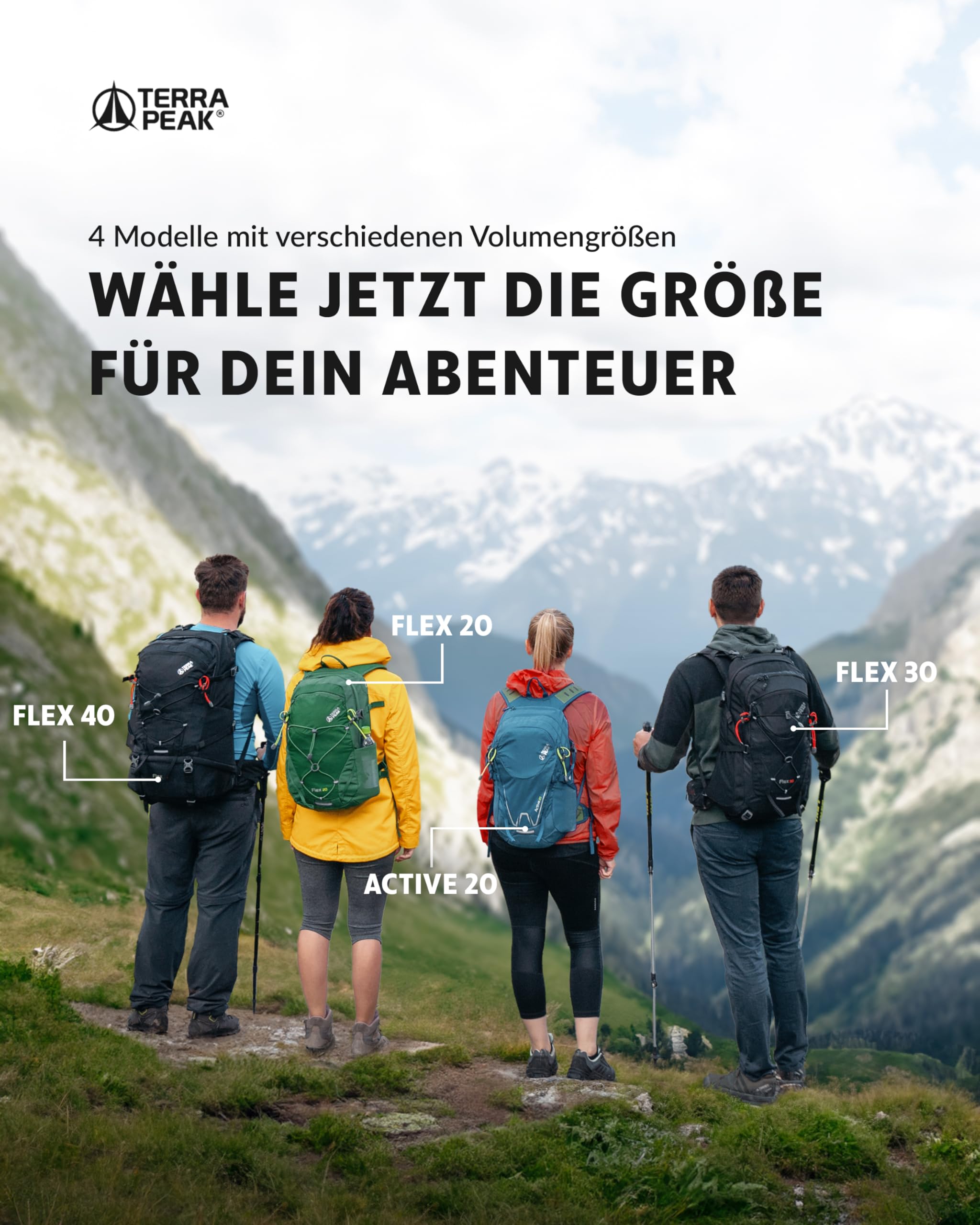 Terra Peak® Premium Wanderrucksack 30L (FLEX 30) Damen Herren & Erwachsene mittel schwarz - Trekking-Rucksack wasserdicht - Daypack Rucksack & Tagesrucksack Trinksystem & Rückenbelüftung zum Wandern 7