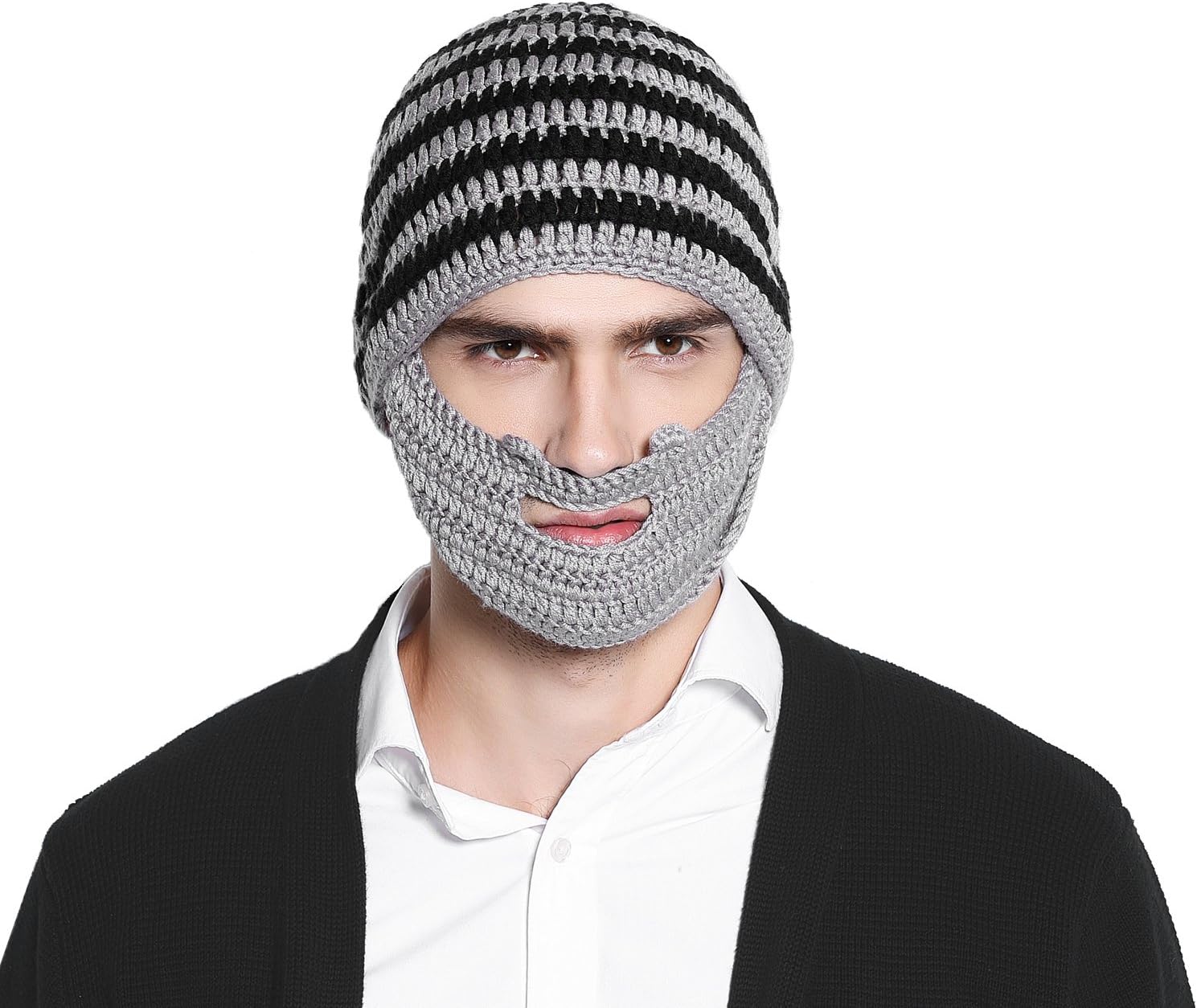 Bienvenu Winter Knit Unisex Beard Beanie Outdoor Hat Cap with Beard Wind Guard