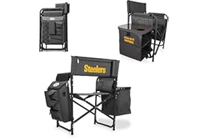 Picnic TIME NFL Unisex-Adult NFL Fusion Camping Chair with Side Table and Soft Cooler, Beach Chair for Adults, Lawn Chair