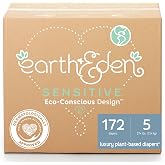 Earth &amp; Eden Sensitive Baby Diapers, Size 5, No Harsh Chemicals, 172 ct | Eco-Conscious, Hypoallergenic, No Harsh Chemicals, Dermatologically Approved