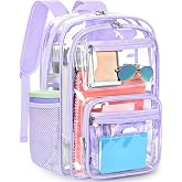 ZORFIN Large 31L Clear Backpack - Heavy-Duty Transparent Bag with Reinforced Straps for School and Work