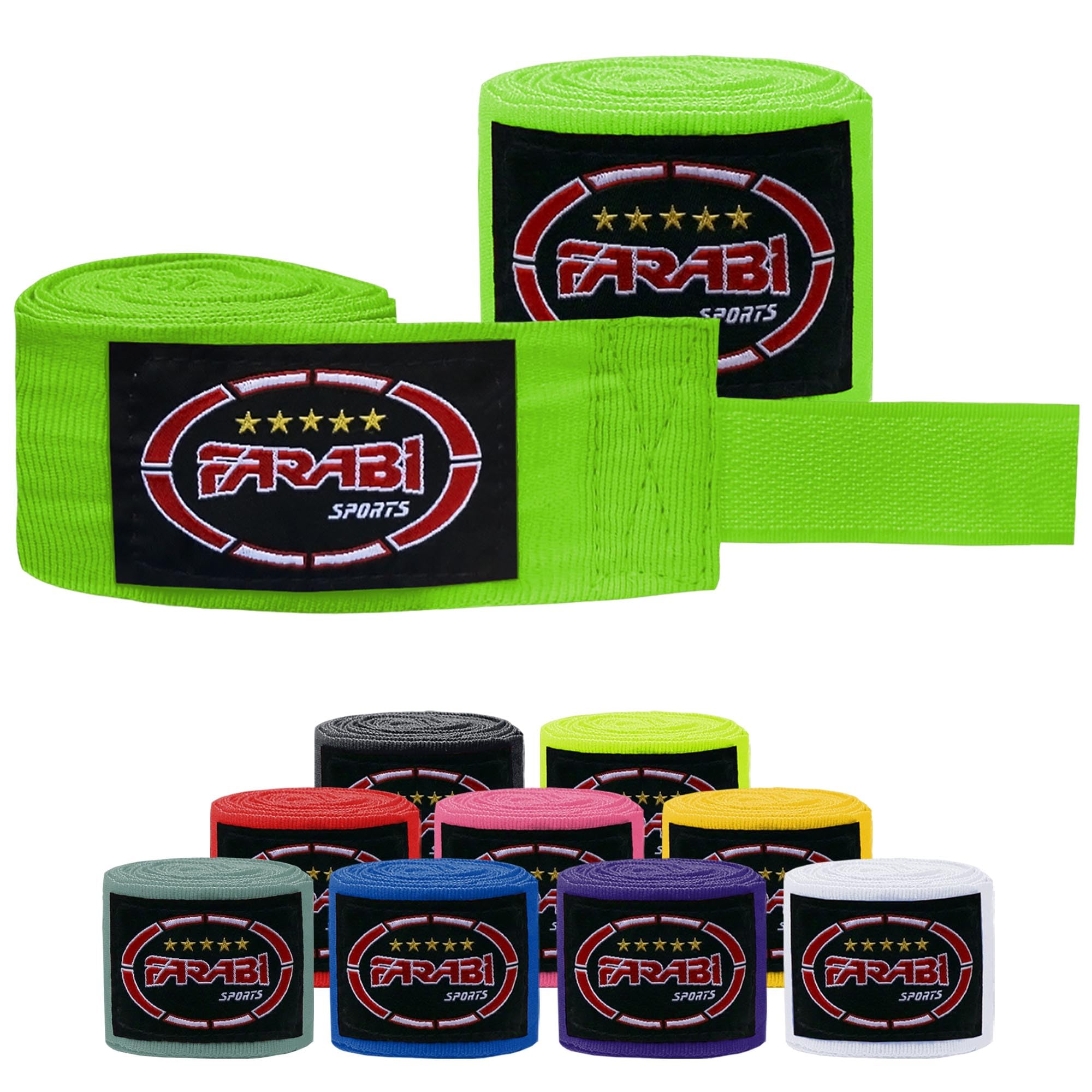 Farabi Sports Adult Boxing Hand wraps 4 Meters Long Boxing Wraps with Pair for MMA, Muay Thai, Training, Kickboxing and Combat Sports (Green)