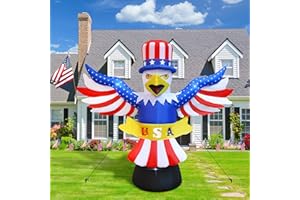 Kyerivs 6FT Independence Day Inflatable Outdoor Decorations 4th of July Inflatables Blow up Patriotic Flying Bald Eagle Decor Bulid-in LED Lights Home Outdoor Indoor Yard Holiday Decoration