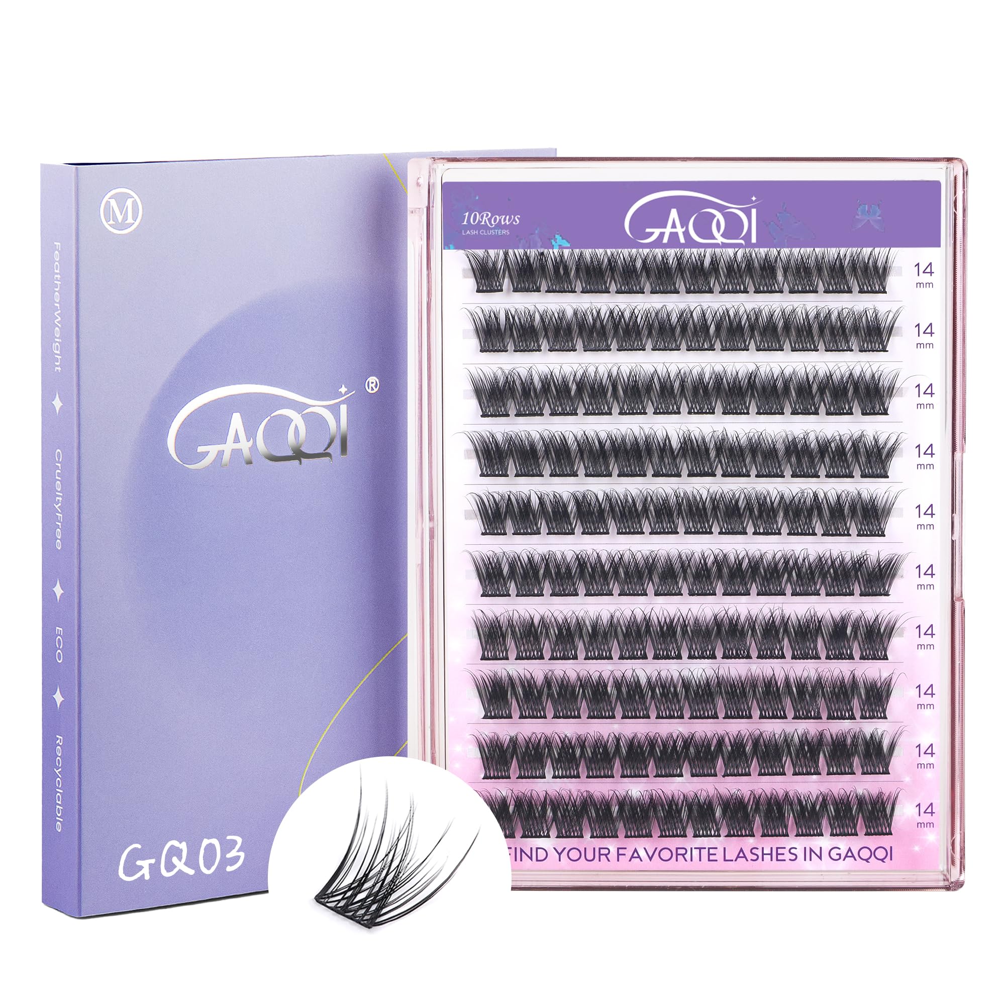 GAQQI Individual Lashes Cluster Lashes Clusters 120Pcs C Curl 14mm Lashes Diy Eyelash Extensions Soft Eyelashes Natural Look False Lashes At Home(GQ03-C 14mm) — image 1