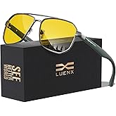 LUENX Aviator Sunglasses for Men Square Polarized Polygon Shades UV400 Sun Glasses with Accessories