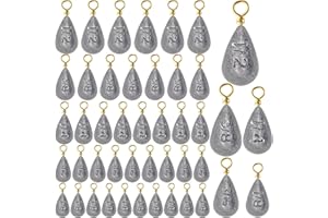Relaxgiant 100pcs/box Bell Fishing Weights Sinkers Drop Shaped Fishing Sinkers Catfish Weights for Ocean Saltwater Surf Bass Fishing Casting Gear Tackle Includes 1/2oz, 3/8oz, 1/4oz, 3/16oz, 1/8oz