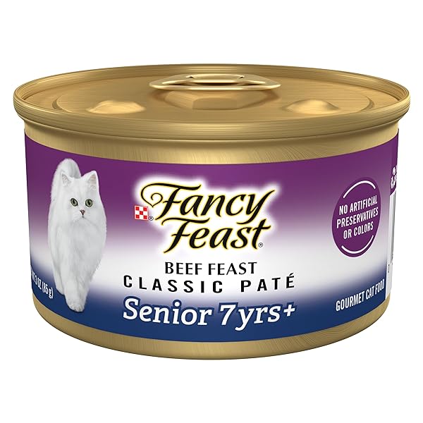 PURINA FANCY FEAST SENIOR WET CAT FOOD 7 YEARS PLUS BEEF FEAST PATE – (PACK OF 24) 3 OZ. CANS