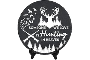 DIGIKAZZ Hunting Memorial Stone, Hunting in The Heaven, Sympathy Gifts Hunters Stone for Loss of Dad, Grandpa, Brother, Son on Fathers Day, Christmas