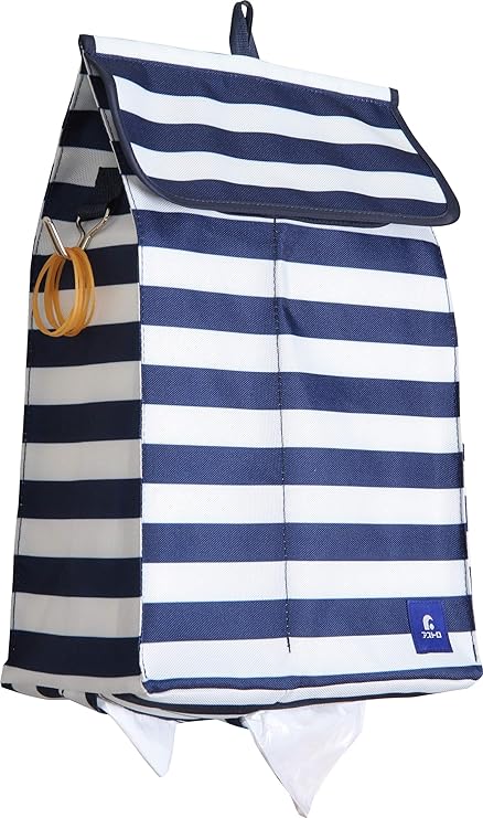 Amazon Co Jp アストロ レジ袋ストッカー ネイビー ボーダー柄 吊り下げ 壁掛け ポリ袋収納 仕切り入り 大 小仕分け 省スペース 1 38 ホーム キッチン