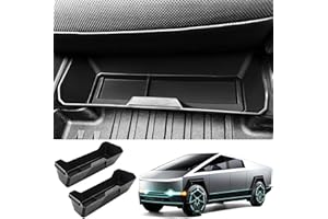 KSGMFED 2PCS Front Under Seat Storage Box for Tesla Cybertruck 2024 2023 Accessories Underseat Hidden Organizer Tray with Silicone Pad Interior Accessories