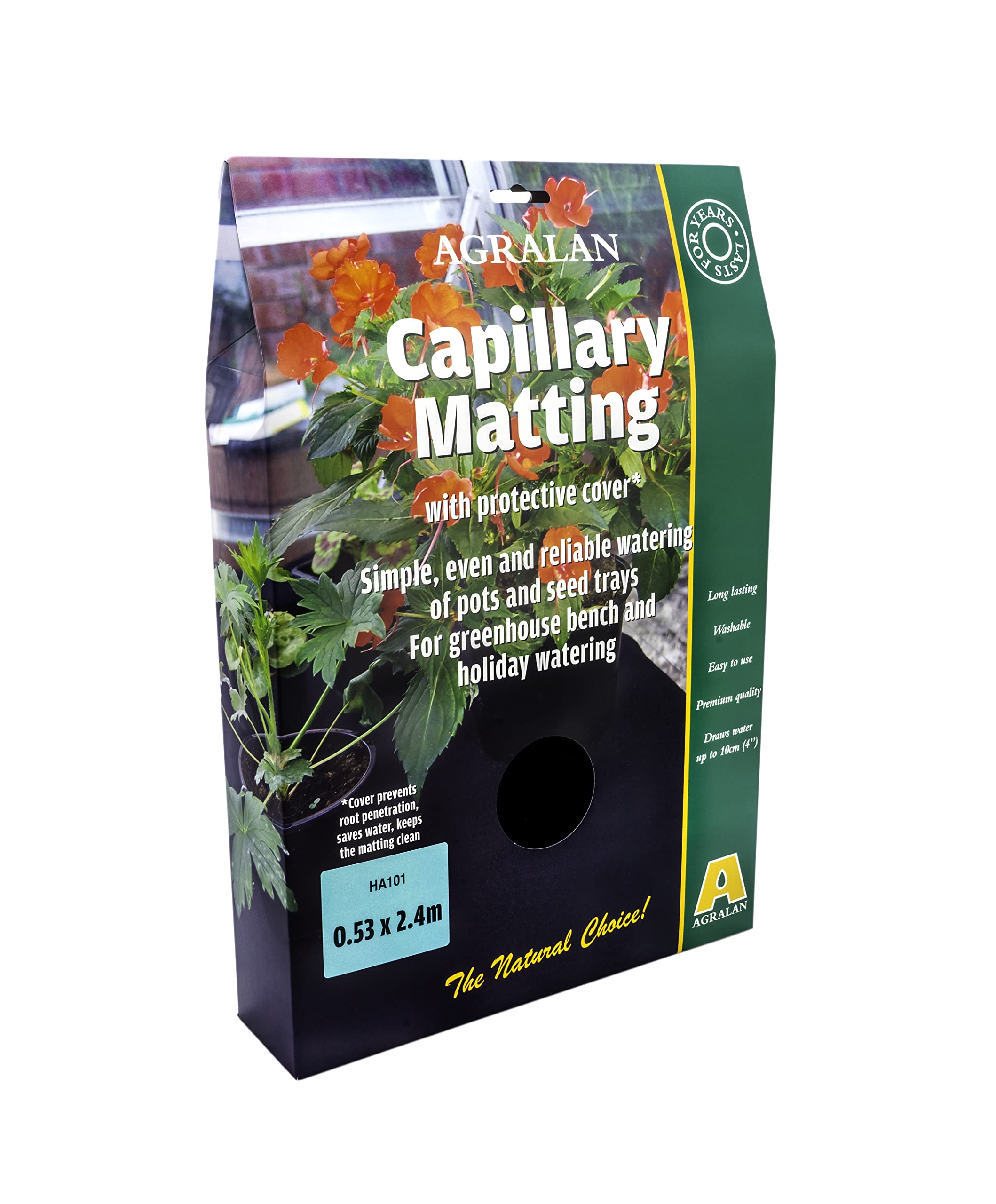 Agralan Capillary Matting with Cover | Water Absorbent Thick Mat Roll for Plant Pot Greenhosue Bench Self Watering|