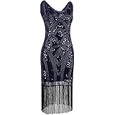 Vijiv 1920s Vintage Inspired Sequin Embellished Fringe Prom Gatsby Flapper Dress