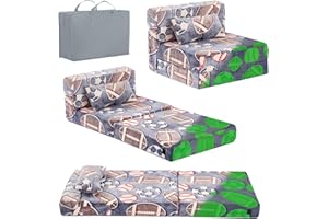 Tiita Folding Sofa Bed Floor Mattress for Kids, Toddler Washable Foldable Floor Nap Mat for Sleeping, Child Fold Up Sofa Futon Folding Chair Bed with Storage Bag for Girls Boys, Ball