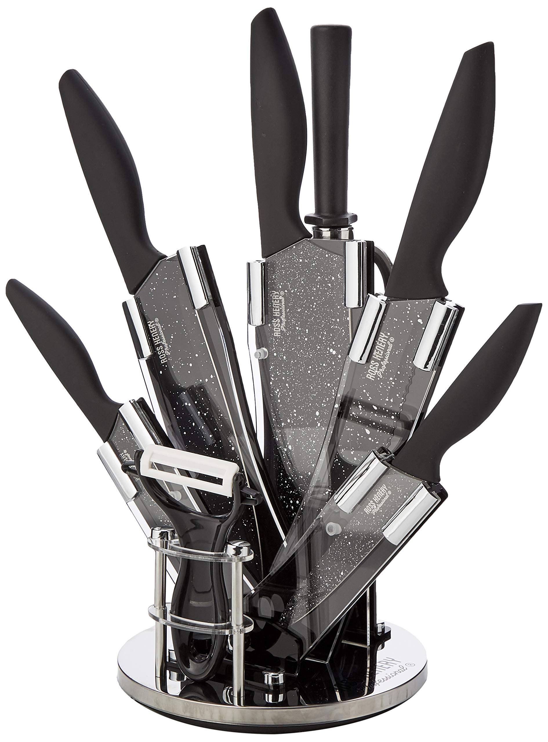 Ross Henery Professional 8PC-BBACR19 Knives, 8 Piece Kitchen Knife Set in Stylish Acrylic Block Set