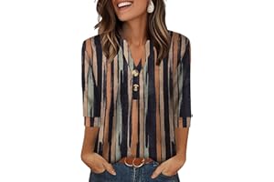 WIHOLL Womens Tops 3/4 Sleeve Shirts for Women V Neck Blouses Dressy Casual Womens Summer Clothing Trendy 2026