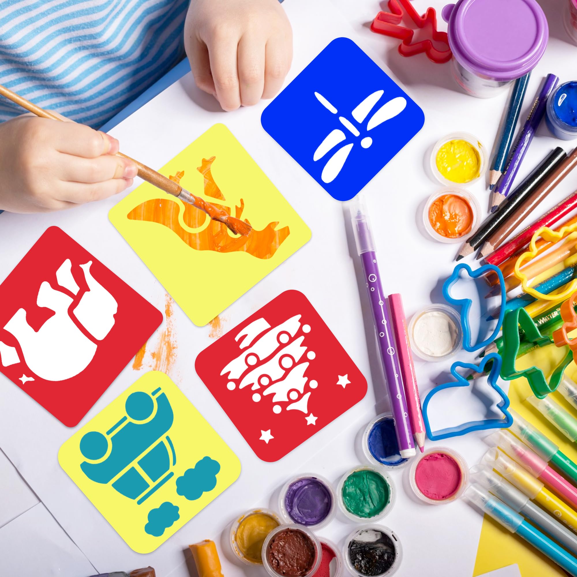 LanMa Drawing Stencils for Kids, 48 Pieces Plastic Drawing Painting Stencil Templates for Kids Crafts School Art Projects
