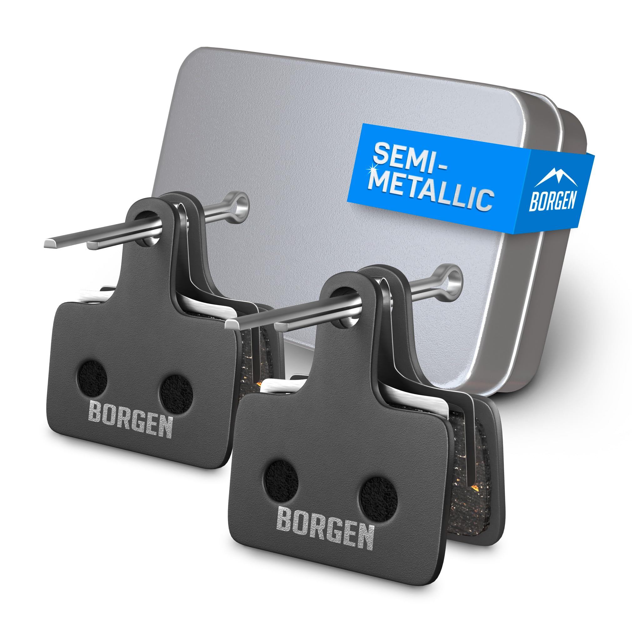 Borgen 2 Pairs of Bicycle Disc Brake Pads - Suitable for Ultegra, Dura Ace, BR-RS, XTR, GRX - Semi-Metallic Compatible with Shimano K03S Brake Pads