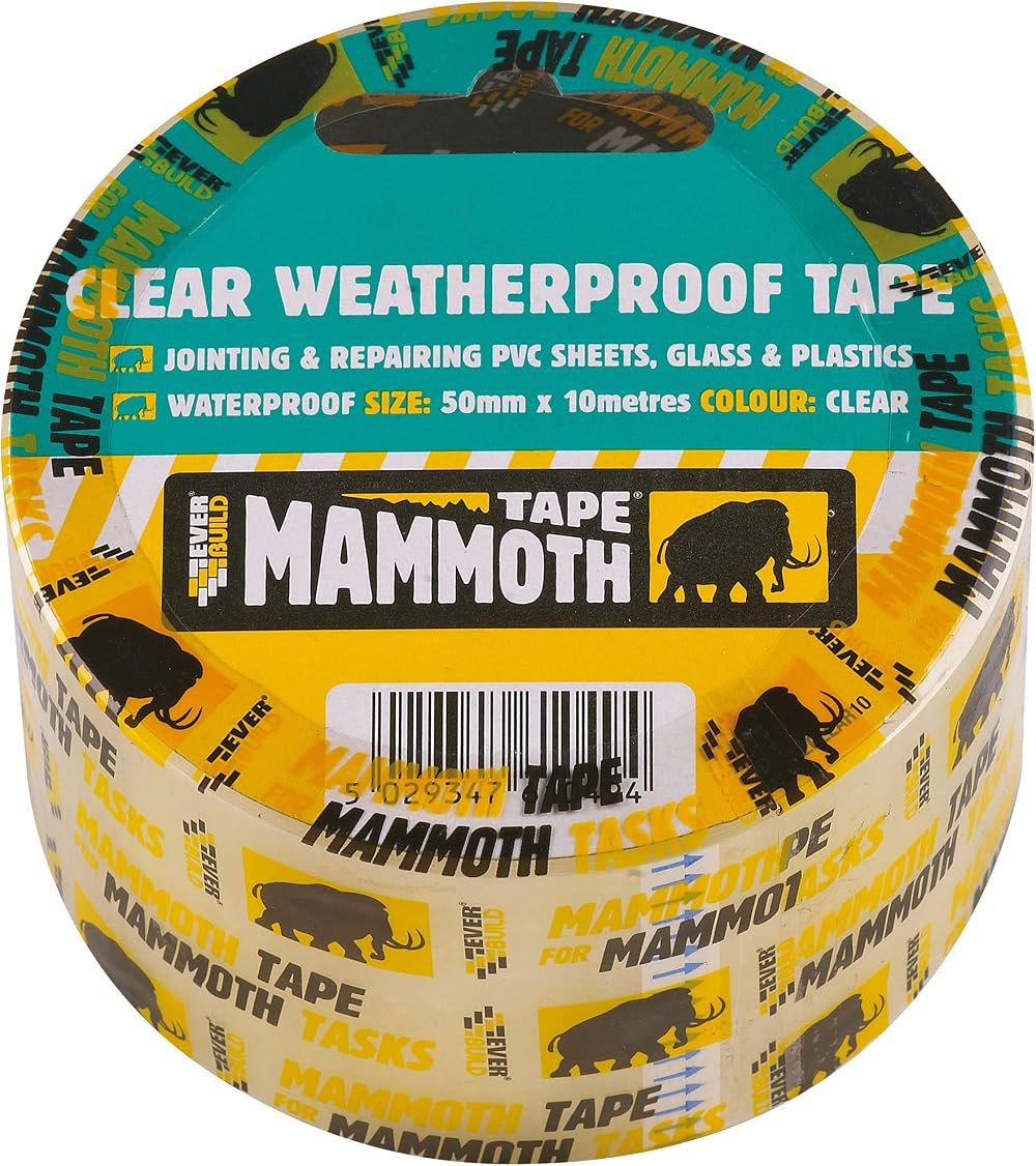 Everbuild Mammoth Clear Weatherproof Tape 50mm x 10m - Strong Adhesive