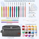 YINVA Crochet Kit for Beginners 15 Yarn Colors 12 Hooks Ergonomic Case Grey view 5