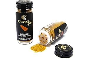 Bottarga Gold - (Grated Wild Caught Dried Mullet Roe) Glass Shaker 1.4 Oz 40 gm