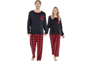 PJGGZ Matching Pajamas for Couples, Mens and Womens Buffalo Plaid Pajamas Set Long Sleeve Pjs Soft Warm