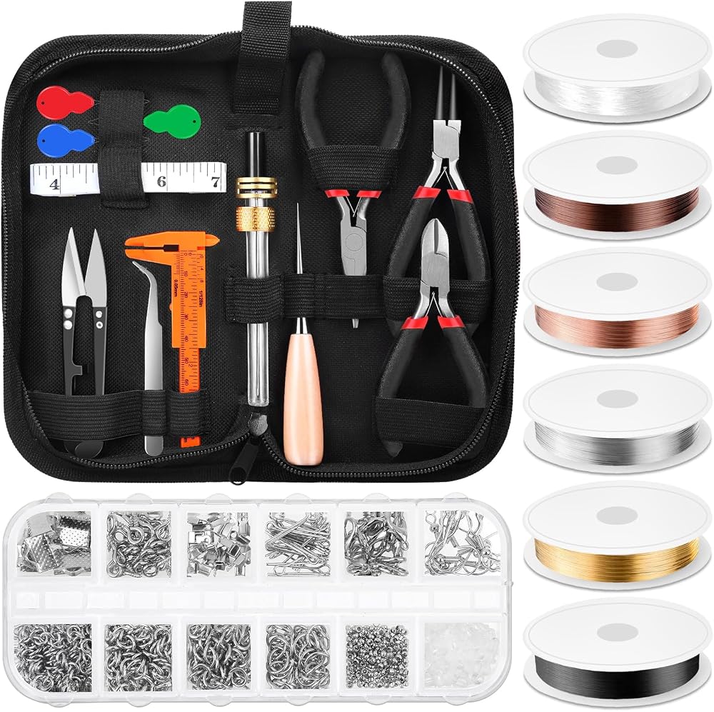Thrilez Jewelry Making Tools Set with Wire Pliers Beading Kit 5 Wires