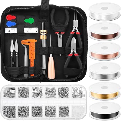 Thrilez Jewelry Making Tools Set with Wire Pliers Beading Kit 5 Wires