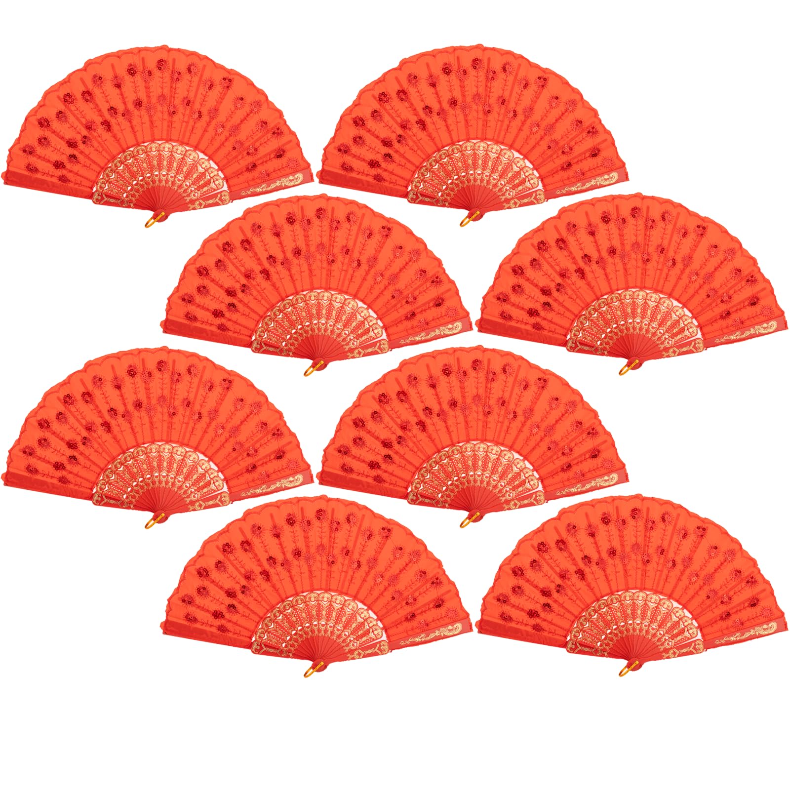 Photo 1 of QIRMIZI 30 Pcs Handheld Folding Fan – Spanish Hand Fans for Women – Foldable Bulk for Party, Wedding, Church, Dancing, Music Festivals, Carnivals, EDM Events Decoration,Red