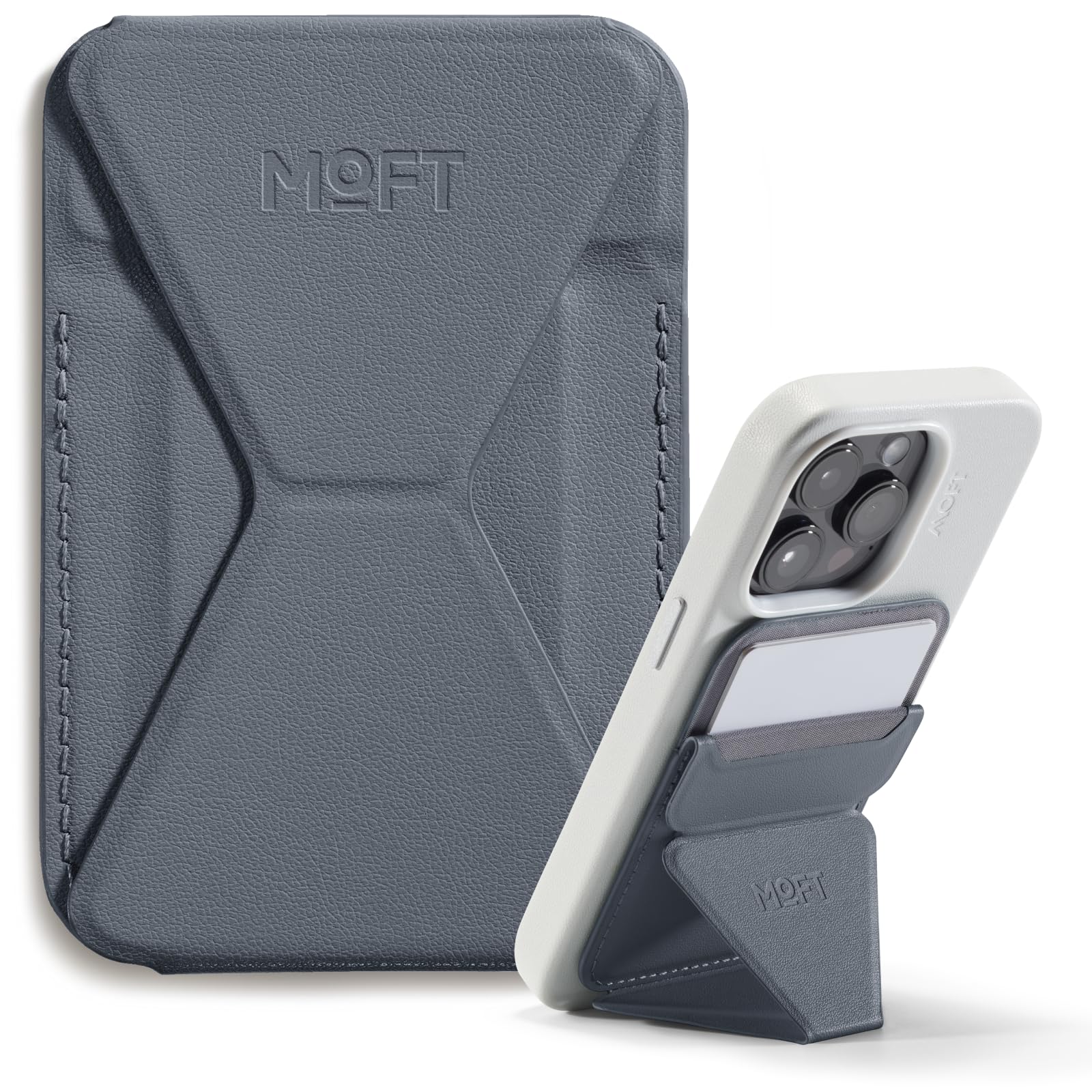 MOFT MagSafe Wallet Stand for iPhone 17/16/15/14/13/12 Series Compatible with MagSafe, MOVAS Vegan Leather Magnetic Phone Stand with 3 Viewing Angles, 2 Cards Holder