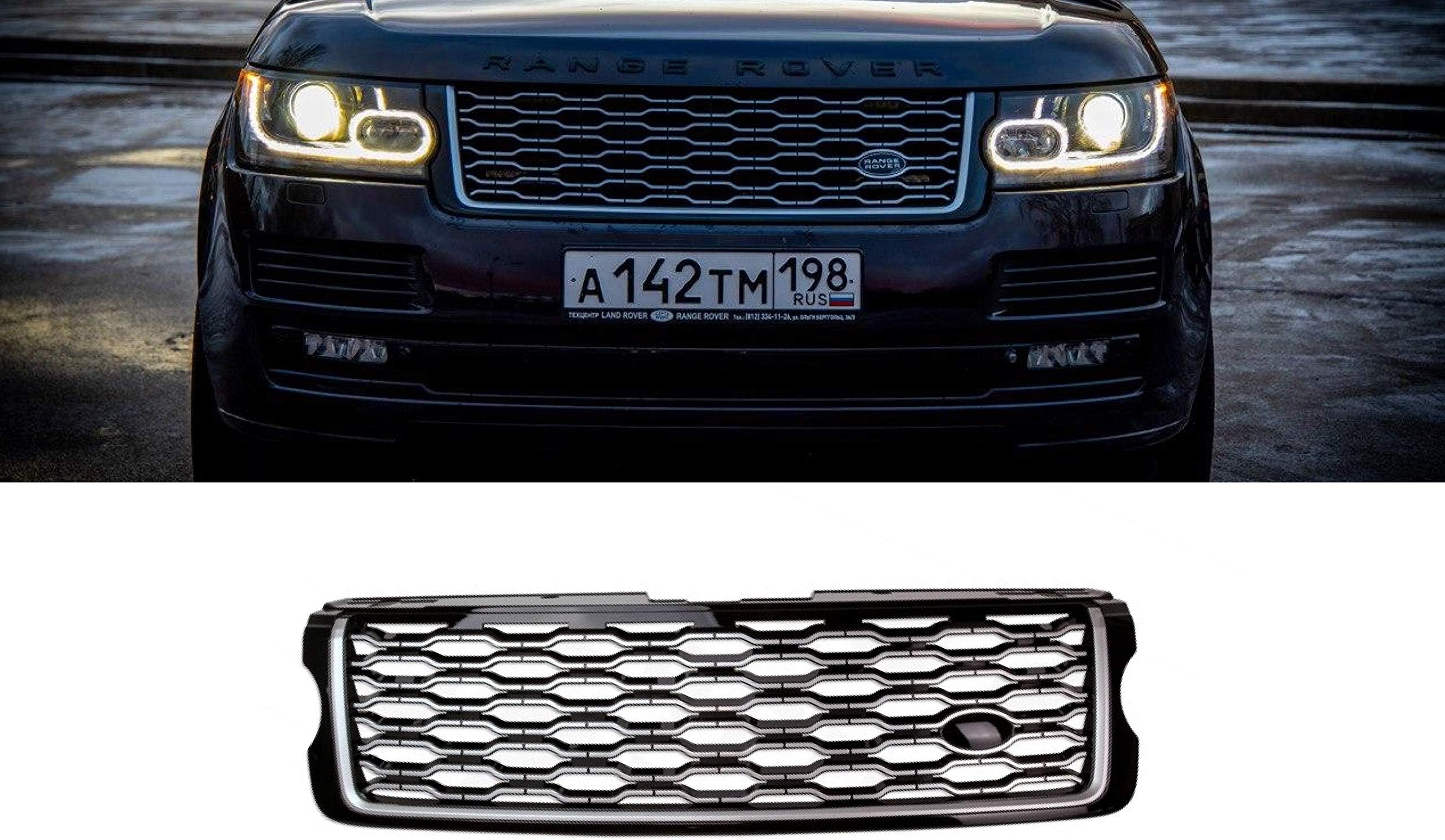 Grille for Range Rover L405 2013-2017, looking 2018, black with silver