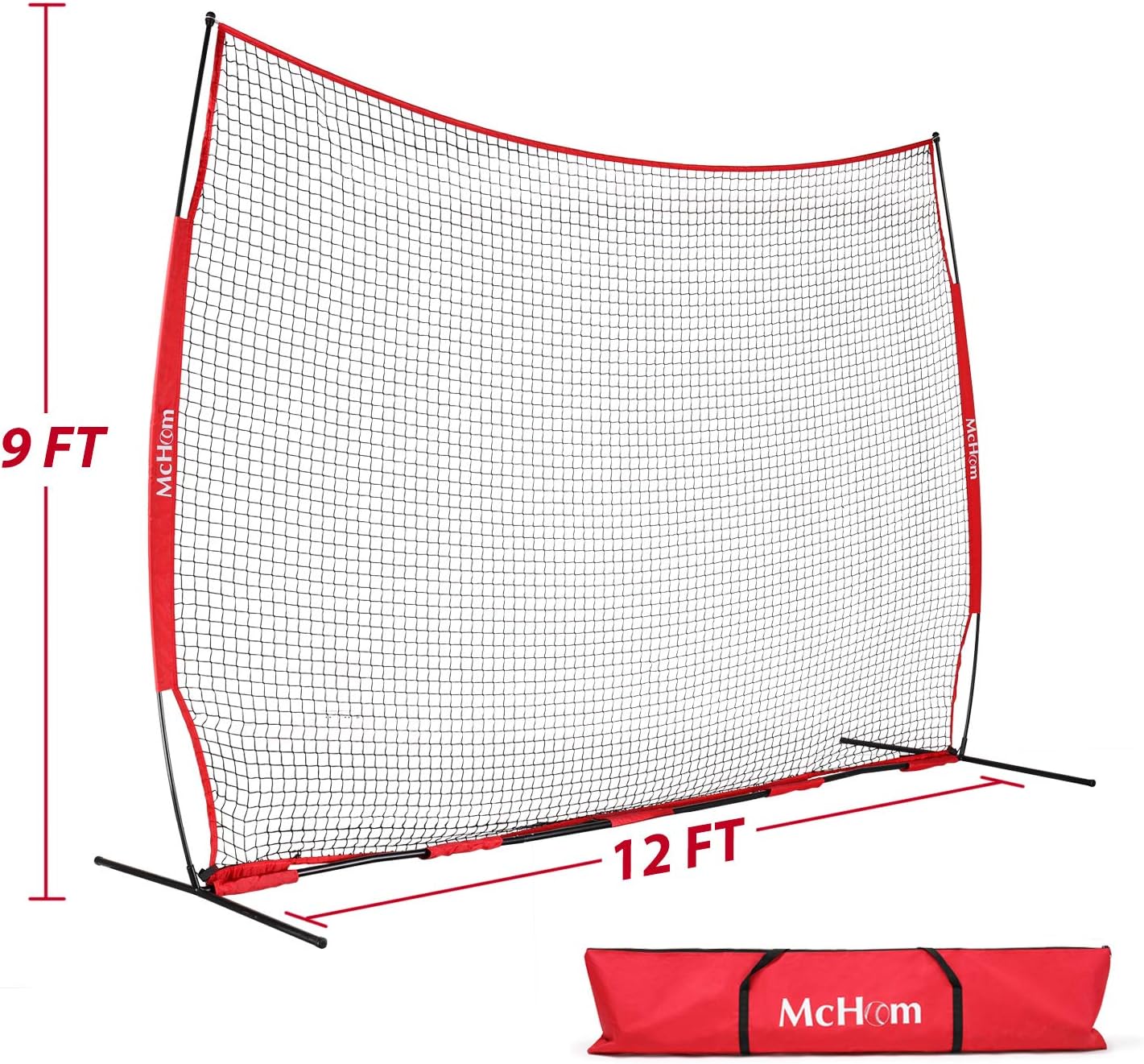 McHom 12ft x 9ft Sports Barrier Net | Backstop for Baseball, Softball, Soccer, Basketball, Lacrosse and Field Hockey | Collapsible and Portable : Sports & Outdoors