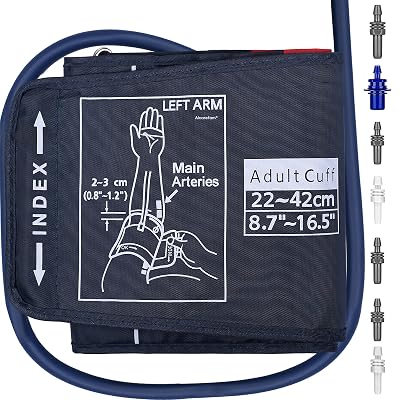 Alcarefam Large Blood Pressure Cuff, 8.7”-16.5” (22-42CM) BP Cuff Compatible with Omron BP Monitor, Replacement Cuff for Adult Big Arms, 7 Connectors