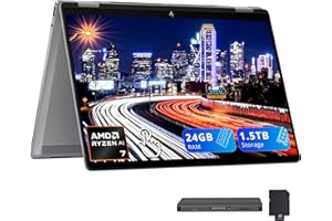 HP OmniBook X Flip 2-in-1 Laptop, 14" 2K Touchscreen Display, AMD Ryzen AI 7 350, 24GB RAM, 1.5TB Storage(1TB SSD+512GB Docki