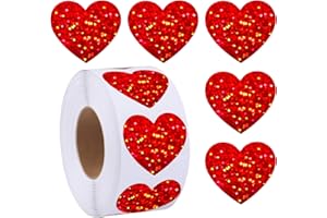 Motarto 500 Pieces Glitter Heart-Shaped Decorative Self-Adhesive Stickers Valentine's Love Decorative Stickers Valentine's Day, Wedding, Anniversaries