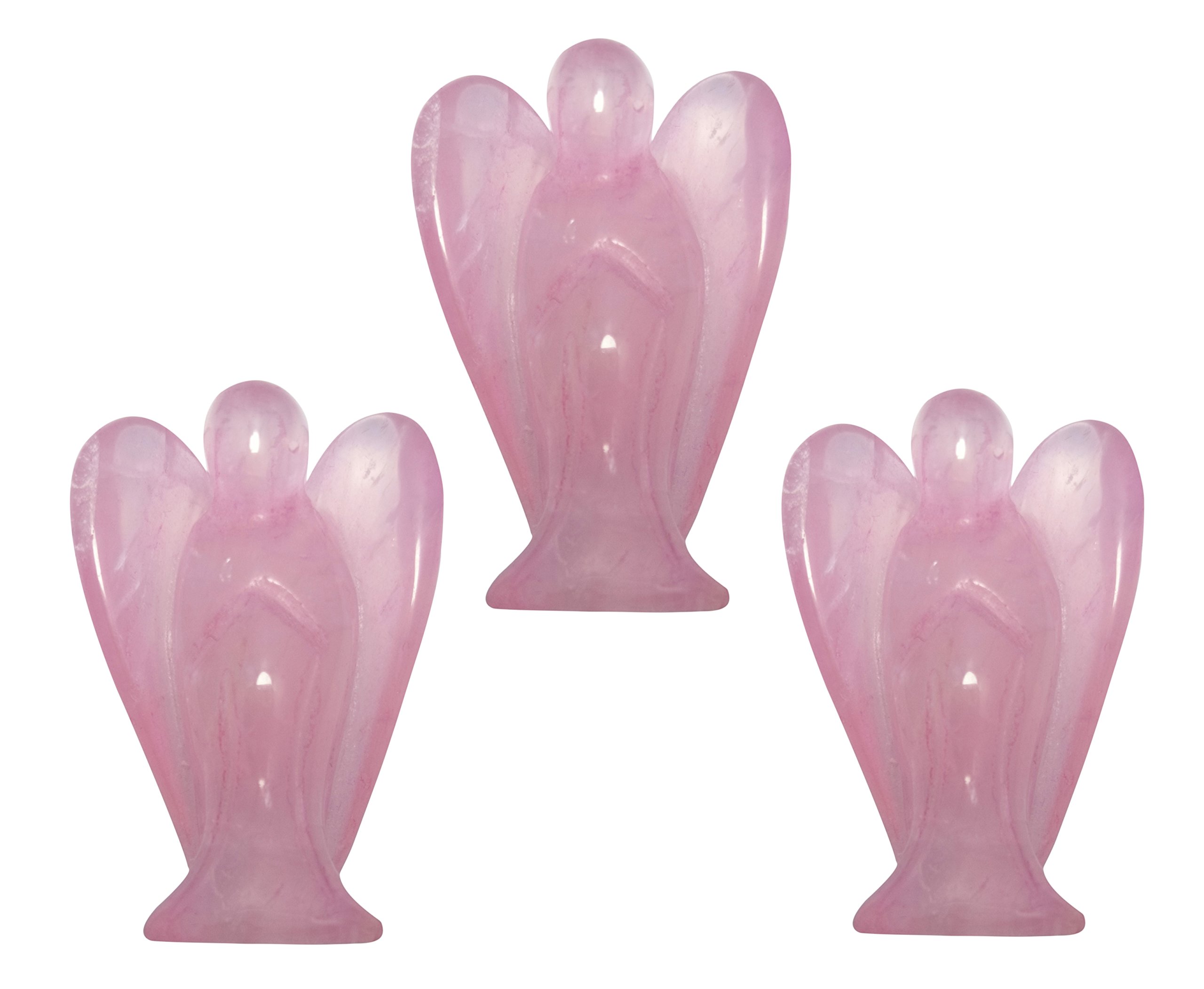 Mina Heal Guardian Angel Figurines Set of 3, Pocket Size, Made Rose Quartz Gemstone Crystal Representing Love, Peace & Healing…