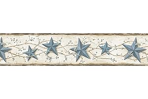 Chesapeake CTR65366B June Blue Heritage Tin Star Wallpaper Border