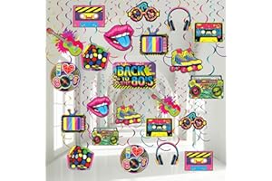 Containlol 53 Pieces 80s Party Decorations, Retro 1980s Hip Hop Party Hanging Swirls Ceiling Decor for Adults Back to The 80s 1980s Throwback Birthday Neon Rock Hippie Supplies