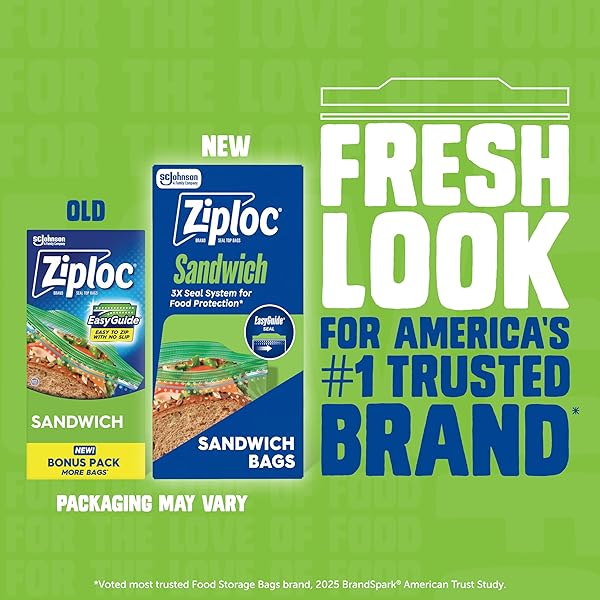ZIPLOC SANDWICH AND SNACK BAGS WITH EASYGUIDE TEXTURE, PLASTIC STORAGE BAGS WITH GRIP ‘N SEAL TECHNOLOGY, 105 BAGS TOTAL