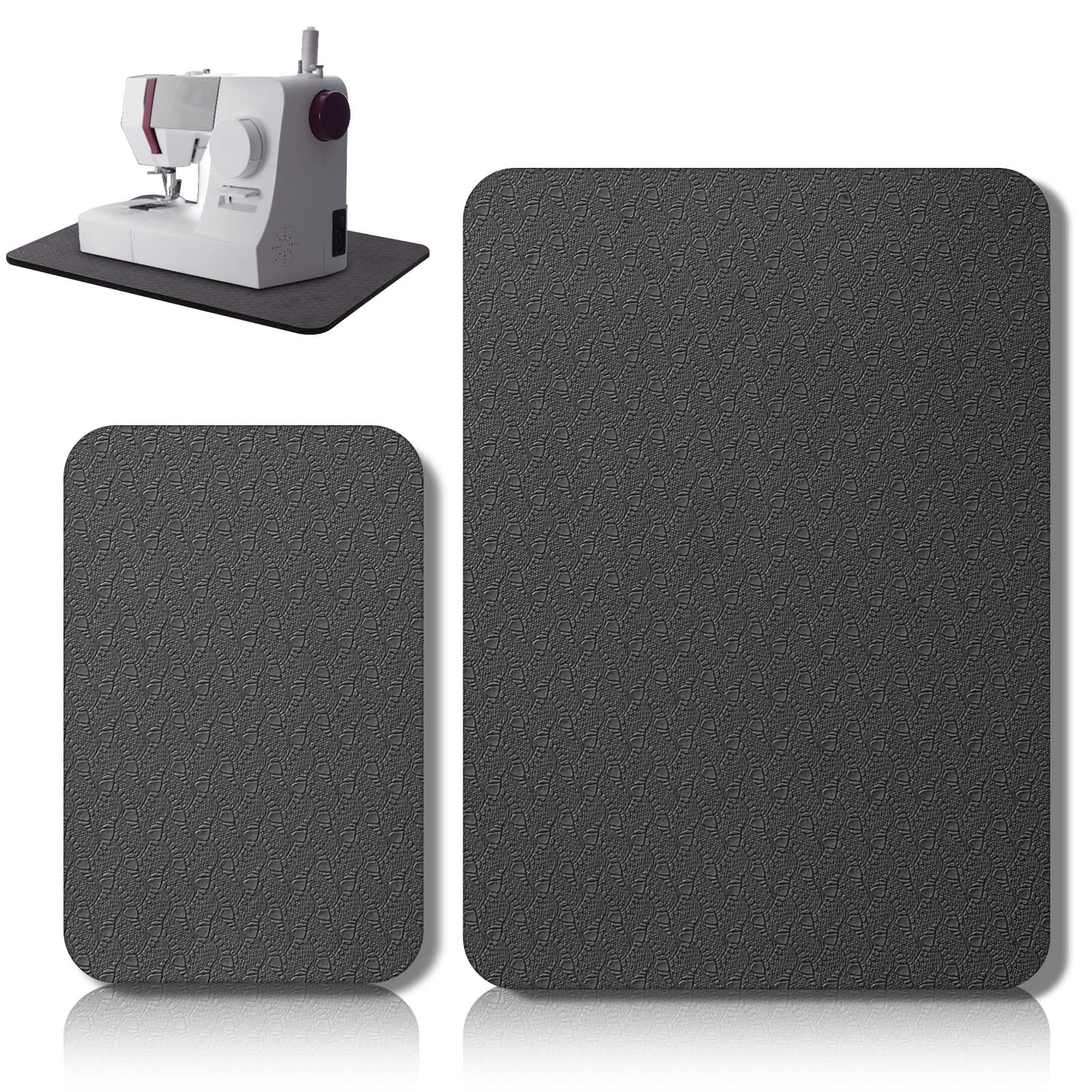 Photo 1 of 2 Pcs Sewing Machine Muffling Mat Pedal Sewing Mat Reduce Vibrations Noise No Slip Machine Accessories for Quilting(15" X 20" and 9" X 14",Black)
