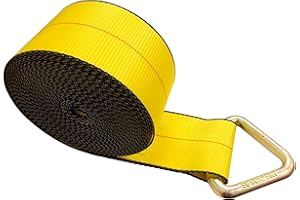 Mega Cargo Control Yellow 4" x 30 Foot Heavy-Duty D Ring Winch Strap, Flatbed Trailer Tie-Downs with Delta Ring, for Hauling, Construction, Lumber - 1 - Pack