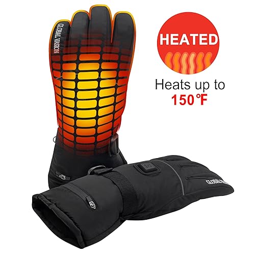 GLOBAL VASION Rechargeable Battery Heated Gloves 3 Heat 7.4V