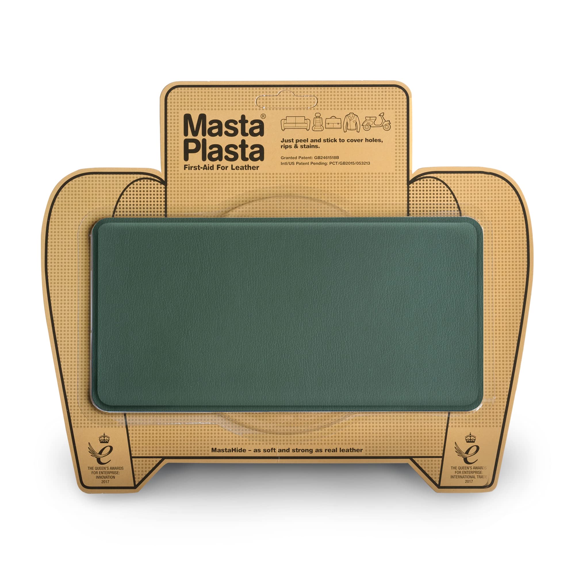 MastaPlasta Premium Easy All-in-One Leather Repair Kit. Leather Patches for Sofas Self Adhesive - Green 20cm x 10cm (8in x 4in). Upholstery Leather Repair Patch for Car Seats, Chairs, DIY, Craft