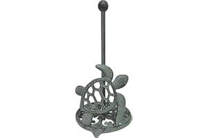 DELEON COLLECTIONS De Leon Collections Cast Iron Seafoam Green Sea Turtle Coastal Ocean Freestanding Weighted Base Paper Towel Holder
