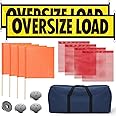 Newwiee 1 Set Safety Flag Kit Includes Oversized Load Banner Oversize Load Sign, Red and Orange Flag Warning, Bag and Magnet for Truck Cargo Pedestrian Crossings Construction
